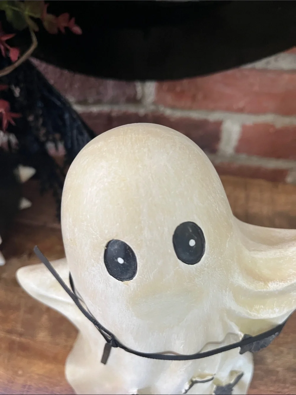 Martha Stewart Pearlescent Cream Ghost Figurines with Black Butterfly Accents